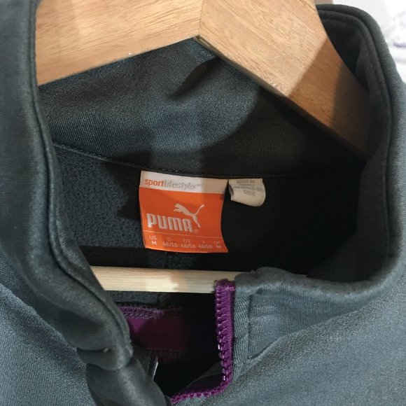 PUMA Gray 1/4 Zip Logo Pullover Men's MEDIUM EUC - Picture 3 of 7